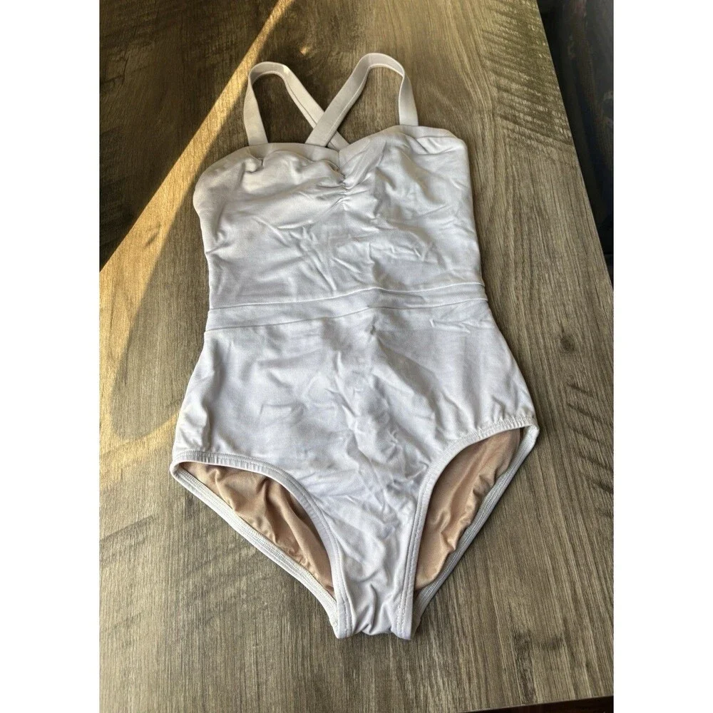 Suffolk London White Classic Pinch Front Leotard For Ballet & Gymnastics Size SA